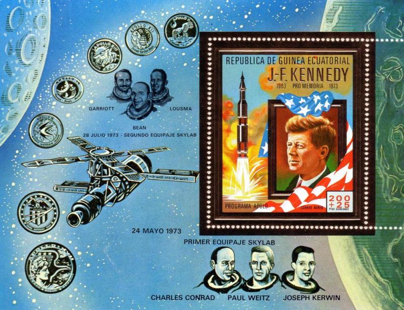 Equatorial Guinea 1973 John F.Kennedy/Space SS Gold Mi.Bl.85