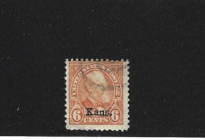 United States Scott 664 6-cent Kans. ovpt used