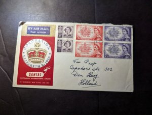 1953 Australia Airmail QE2 Coronation Cover FDC The Hague Netherlands