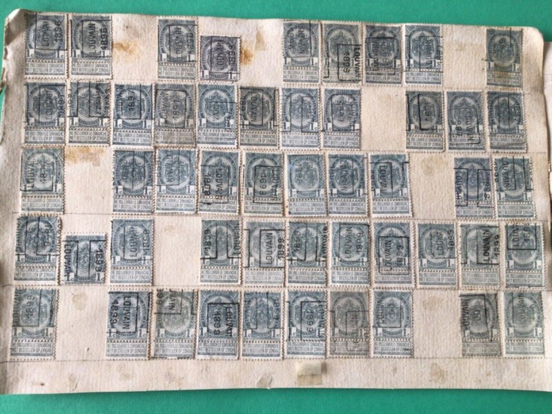 Belgium pre cancel stamps on 2 old album part pages Ref A8443