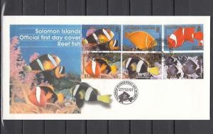 Solomon Is., Scott cat. 921-926. Reef Fishes issue. First Day Cover. ^