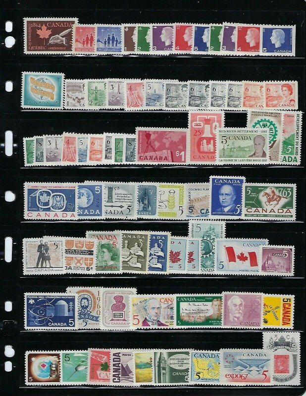 CANADA POSTAGE 1934-1997 SCOTT #210-1630- 1,200+ STAMPS 95% NH- $250 CANADIAN 