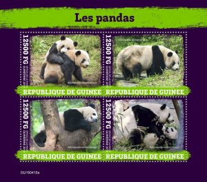 Guinea 2019 MNH Wild Animals Stamps Pandas Giant Panda Bears 4v M/S