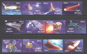 0240 2000 Bhutan Space Exploration Set Mnh