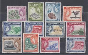 Pitcairn Islands Sc 20-31 MNH. 1957 QEII bicolor definitives, 2 complete sets