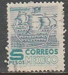 MEXICO 883, $5Pesos 1950 DEF 2nd ISSUE TYPE I. USED, F-VF. (1412)