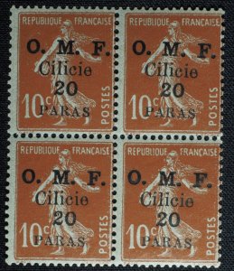 Cilicia #103 French Occupation 20 Paras on 10c Postage Block 1920 Mint NH
