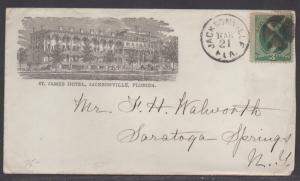 **US 19th Century Advertising Cover, Jacksonville, FL 3/21 CDS The St. James