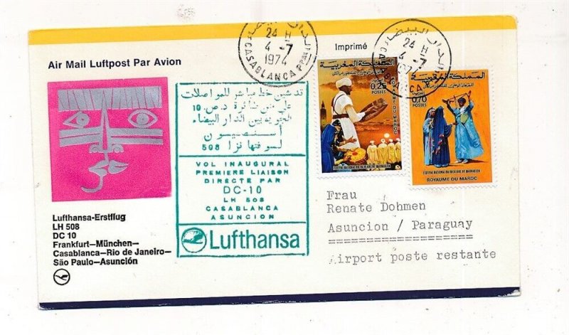 D333322 Morocco FFC Lufthansa LH 508 1974 Frankfurt-Asuncion Paraguay