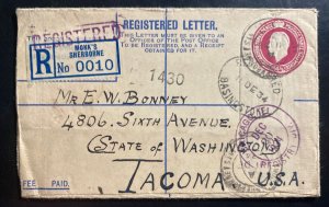 1934 Sherborne England Postal Stationery Registered Cover To Tacoma WA USA