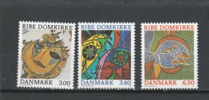 Denmark  Scott#  834-836  MNH  (1987 Ribe Cathedral Redecoration)
