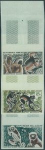 88103-MADAGASCAR STAMPS: Yvert PA # 84/86 - IMPERF non denteles LEMURS 