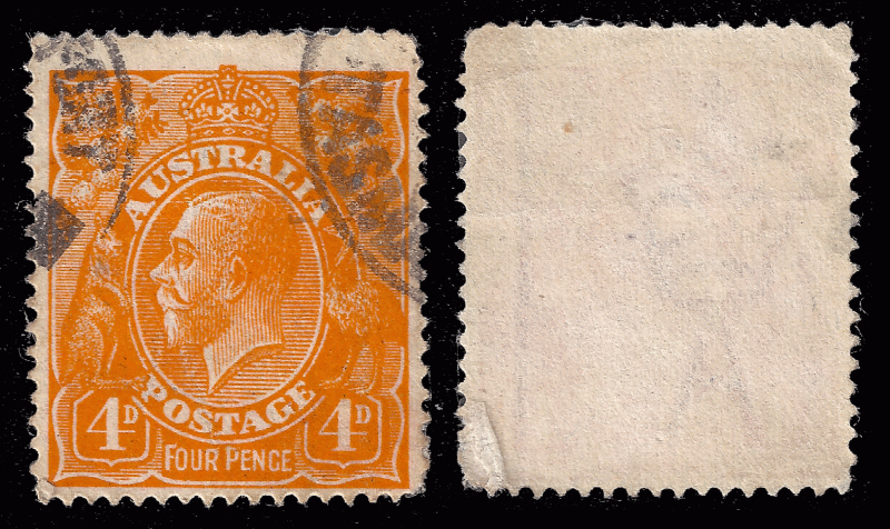Australia 1915 KGV 4d orange, Sc 31 used f