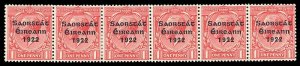 Ireland 1922 KGV 1d scarlet strip with REVERSED 'Q' FOR 'O' var VFM. SG 53,53e.