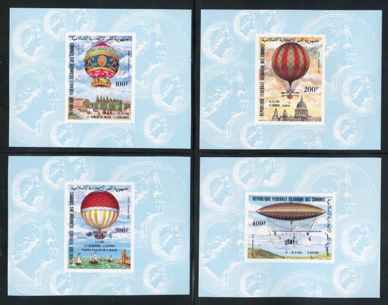 Comoro Is. C122-25  MNH Hot Air Balloons Imperf Souvenir Sheets from 1983