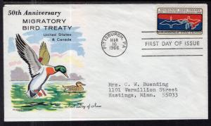 US 1306 Migratory Bird Treaty Fluegel Typed FDC