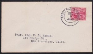 AMERICAN SAMOA 1929 COVER WITH 2c Ohio River ex PAGO PAGO..................A9615