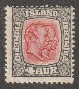 Iceland,  Stamp, Scott#73,  mint, hinged,  4 aur,