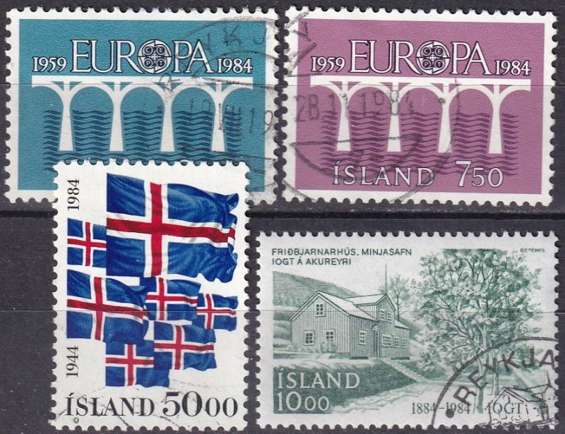 Iceland #588-9, 591-2   F-VF Used CV $4.95 (Z7678)