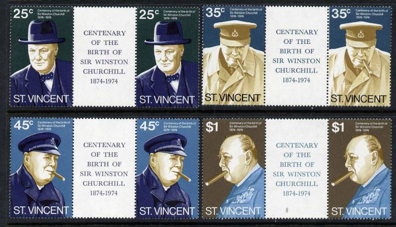 St Vincent 389-92 gutter pairs MNH Winston Churchill