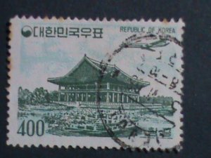 ​KOREA-1961-SC#C26-RARE KOREA AIR MAIL-TUKSU PALACE-USED STAMP-VERY FINE