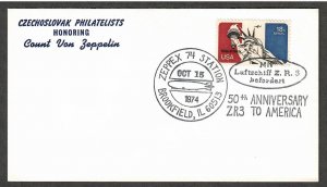 US # C87 on 50th Anniversary ZR3 to USA - Zeppex 74 Postmark - I Combine S/H