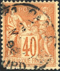 FRANCE - 1881 Yv.94 / Mi.65II 40c orange Peace & Commerce (Sage) T.2 - used