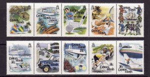 Cayman Is.-Sc#666-7- id9-unused NH strips-Tourism-Planes-Ships-Golf-1993-