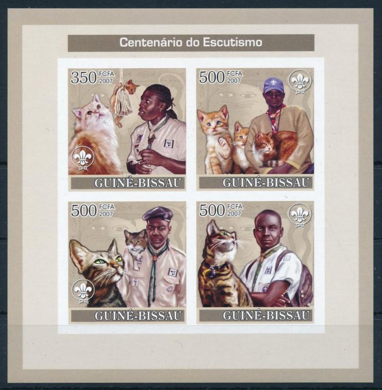 [96503] Guinea Bissau 2007 Scouting Pets Cats Imperf. Sheet MNH