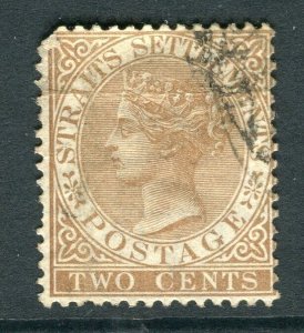 STRAITS SETTLEMENTS; 1867 early classic QV Crown CC issue used shade of 2c.