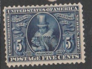 U.S.  Scott #330 Jamestown Stamp - Mint Single