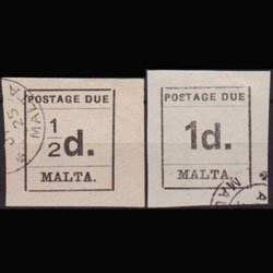 MALTA 1925 - Scott# J1-2 Numerals 1/2-1p Used