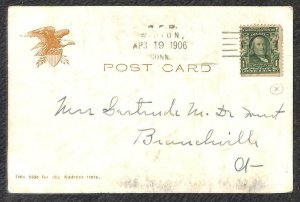 USA #300 STAMP WILTON CONNECTICUT RFD CANCEL TRAIN DEPOT POSTCARD 1906