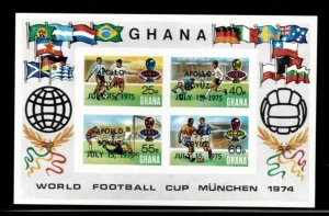 Ghana 1975 - World Football OVPT IMPERF - Souvenir Stamp Sheet Scott #553 - MNH