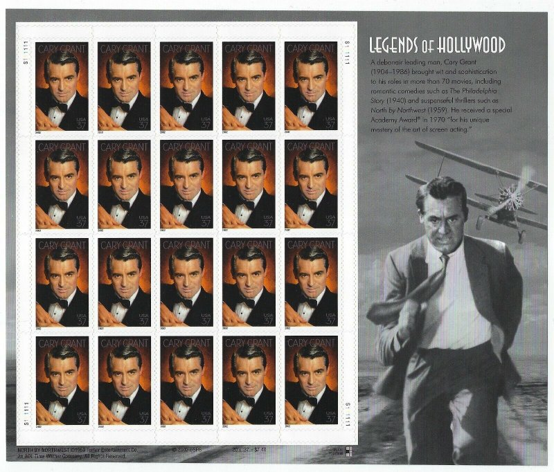 U.S.#3692 CARY GRANT, ACTOR MINT, VF, NH   FULL SHEET @ FACE VALUE!