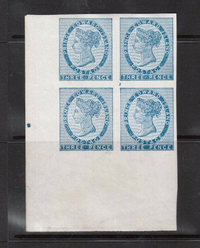 Prince Edward Island #6b XF/NH Imperforate Corner Block With Expert Handstamp