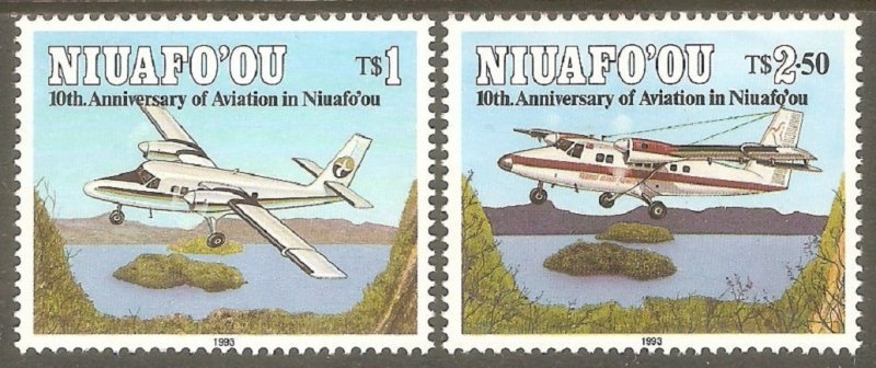 TONGA NIUAFO'OU Sc# 158 - 159 MNH FVF Set2 Airplanes 10th Anniv Aviation