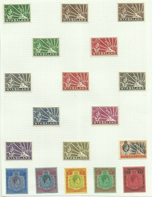 Nyasaland 1938 Set of 18, Sg 130-143, Hinged to page, M/M {C/P-26}