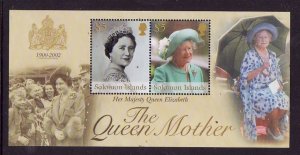 Solomon Is-Sc#947-unused NH sheet-Queen Mother Elizabeth-2002-