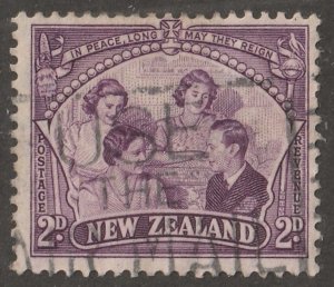 New Zealand, stamp, scott#250,   used, hinged,  2d,  violet