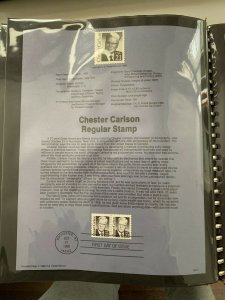 USPS Souvenir Page Scott  1988 Chester Carlson stamps