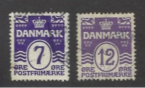 Denmark SC#92 & 96 Used F-VF SCV$12.00...nice bargain!!