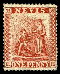 1867 Nevis #9 White Woven Paper - Unused NG - VF - CV$55.00 (ESP#4004)