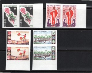 Dahomey 1966 MNH Sc 222-5 IMPERFORATE PAIRS