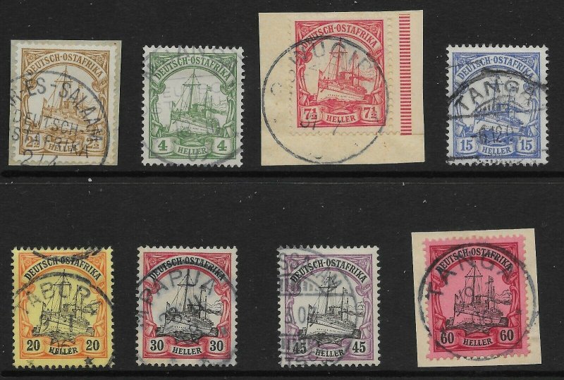 GERMAN EAST AFRICA SG26/33 1905 YACHT SET FINE USED