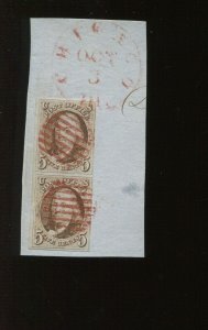 1 Franklin Used Vertical Pair of Stamps Magenta Cancel & with PF Cert (Bz 556)