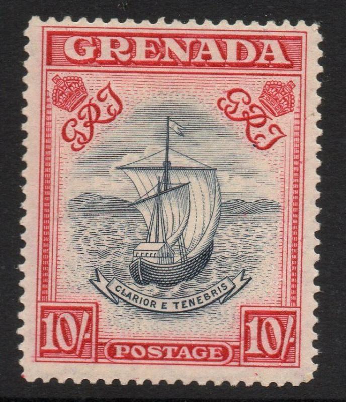 GRENADA SG163b 1943 10/= SLATE-BLUE & BRIGHTCARMINE p14 NARROW PRINTING MTD MINT