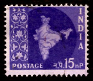 India 15np Map of India 1960 SG.407, Sc.310 Used (#03)