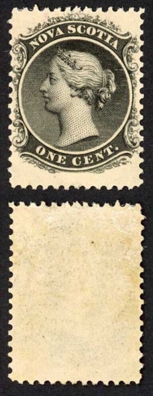 Nova Scotia SG10 1c Grey Black on Yellowish Paper M/M Cat 5 pounds