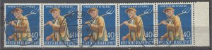 COLLECTION LOT # 5045 GERMANY #B365 STRIP OF 5 1958 CV+$35